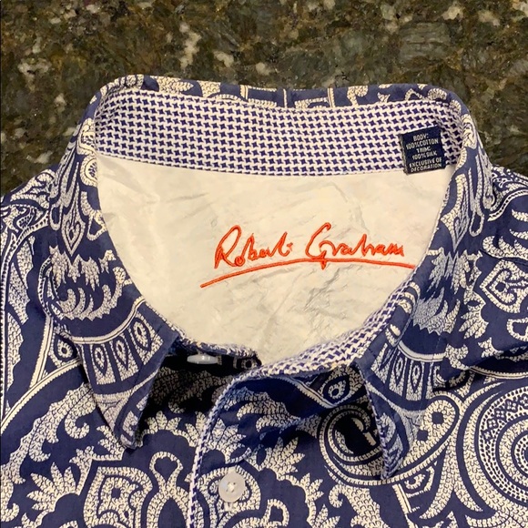 Robert Graham X-Large Blue Paisley Embroidered - Picture 6 of 8